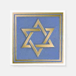 Gold Blue Star von David Art Panel Serviette