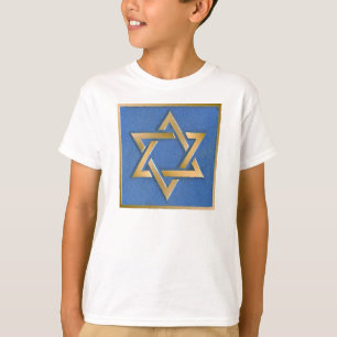 Gold Blue Star von David Art Panel T - Shirt