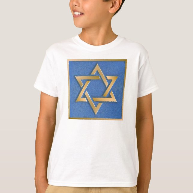 Gold Blue Star von David Art Panel T - Shirt (Vorderseite)