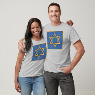 Gold Blue Star von David Art Panel T - Shirt