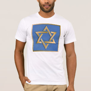 Gold Blue Star von David Art Panel T - Shirt