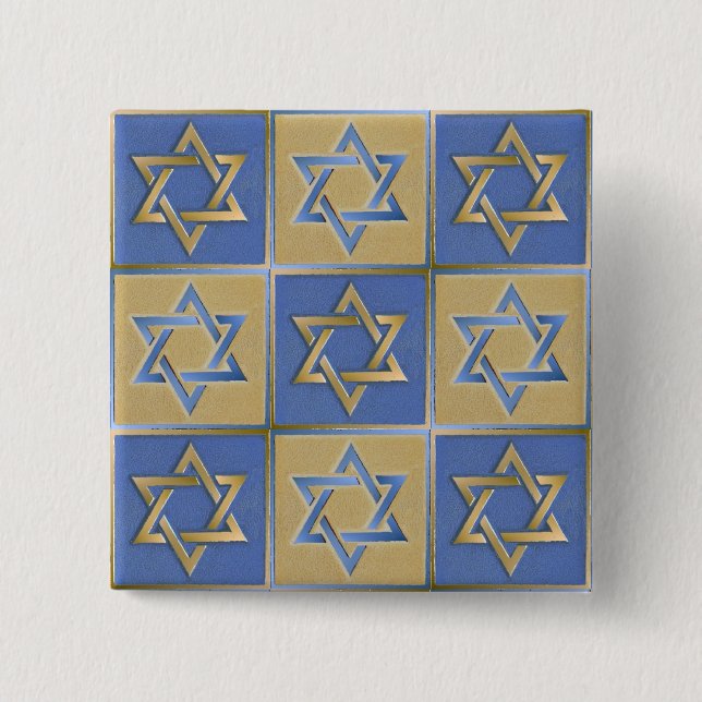 Gold Blue Star von David Art Panels Button (Vorderseite)