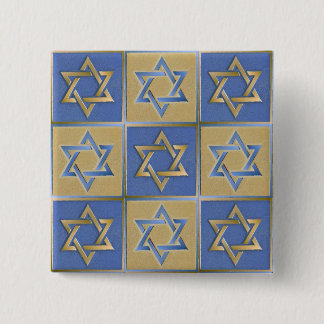 Gold Blue Star von David Art Panels Button