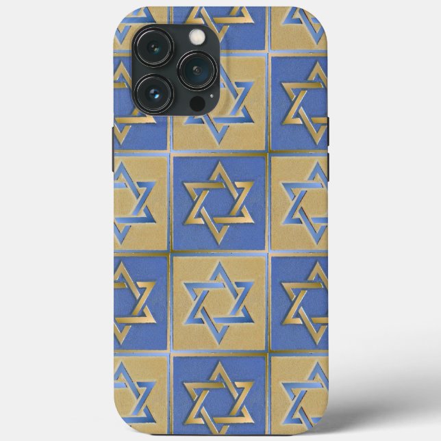 Gold Blue Star von David Art Panels Case-Mate iPho iPhone Hülle (Rückseite)