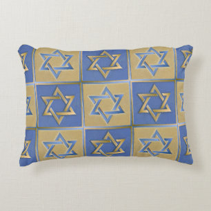 Gold Blue Star von David Art Panels Dekokissen
