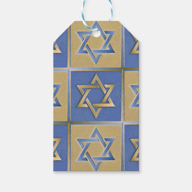Gold Blue Star von David Art Panels Geschenkanhänger (Vorderseite)