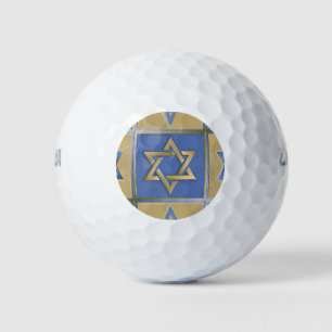 Gold Blue Star von David Art Panels Golfball