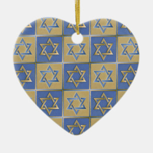 Gold Blue Star von David Art Panels Keramikornament
