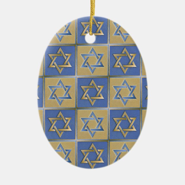 Gold Blue Star von David Art Panels Keramikornament (Vorne)