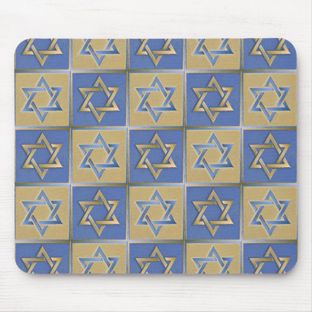 Gold Blue Star von David Art Panels Mousepad (Vorne)