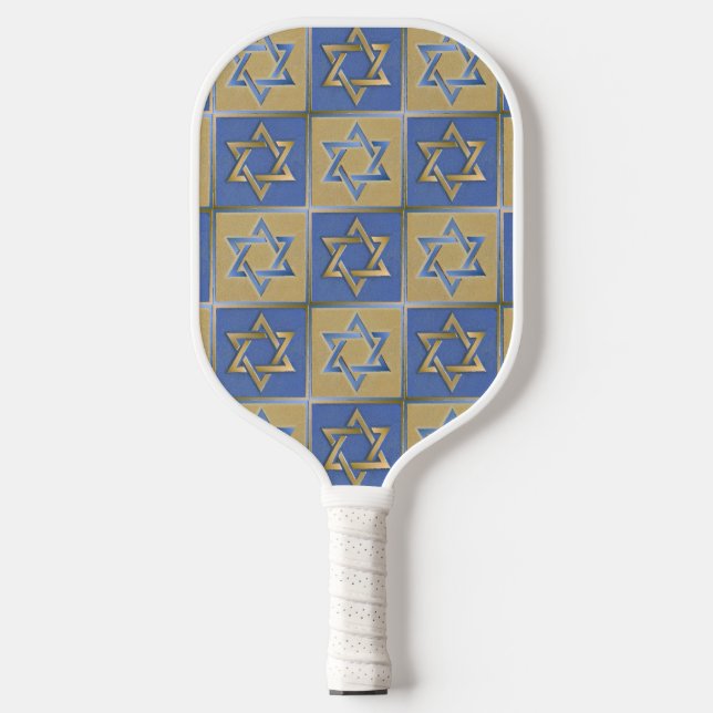 Gold Blue Star von David Art Panels Pickleball Schläger (Vorderseite)