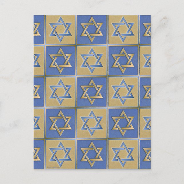 Gold Blue Star von David Art Panels Postkarte (Vorderseite)
