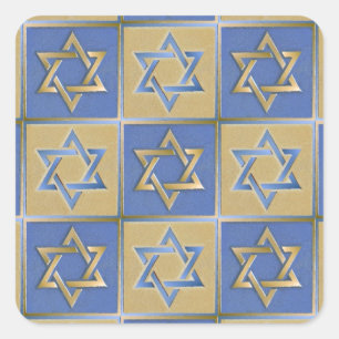 Gold Blue Star von David Art Panels Quadratischer Aufkleber
