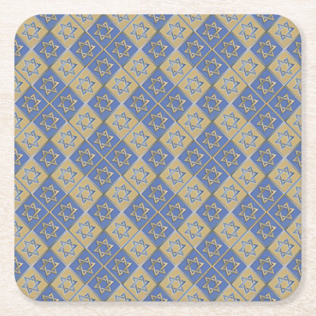 Gold Blue Star von David Art Panels Rechteckiger Pappuntersetzer (Vorderseite)