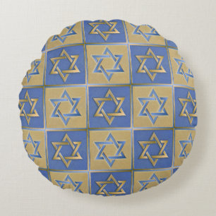 Gold Blue Star von David Art Panels Rundes Kissen
