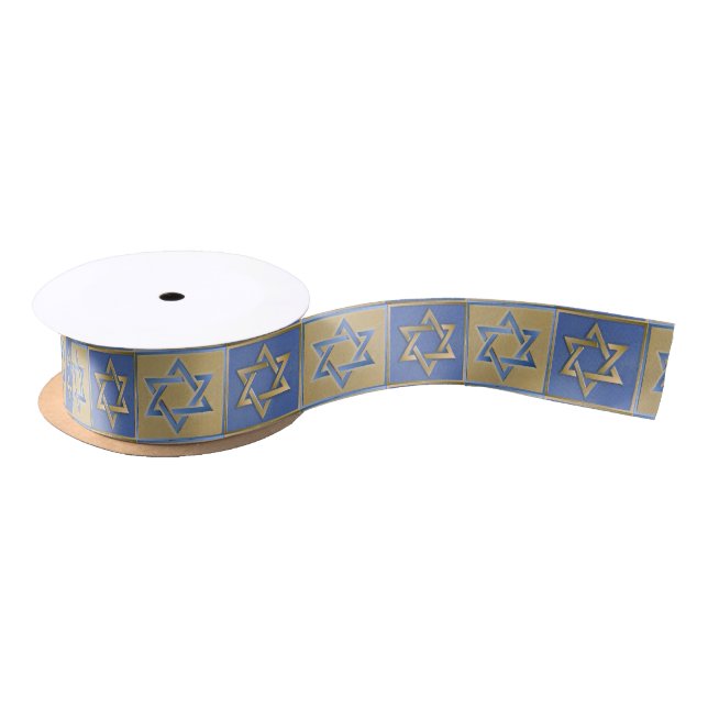 Gold Blue Star von David Art Panels Satinband (Spule)