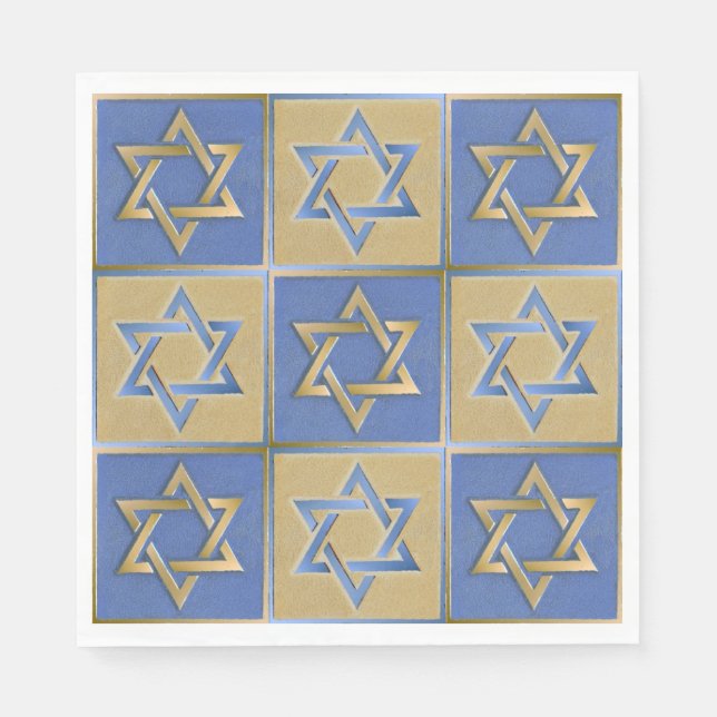 Gold Blue Star von David Art Panels Serviette (Vorderseite)