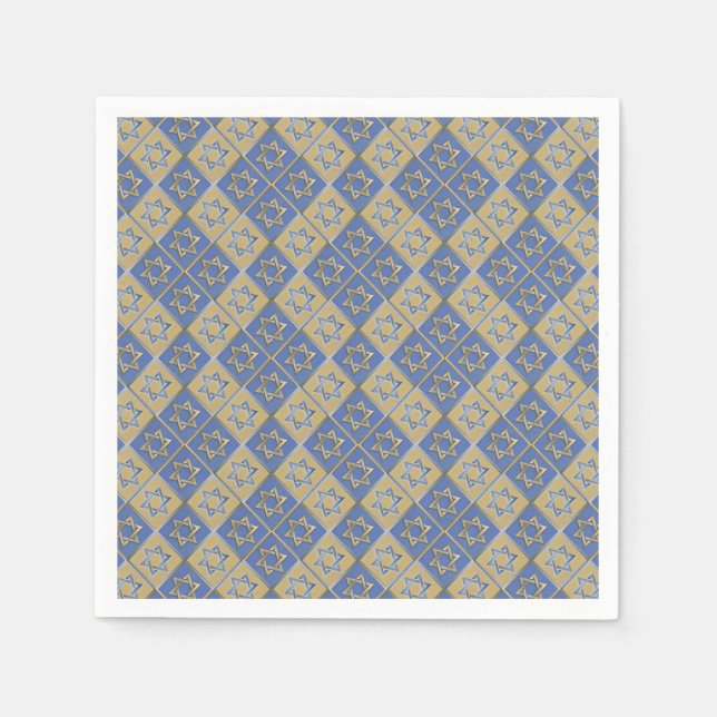 Gold Blue Star von David Art Panels Serviette (Vorderseite)