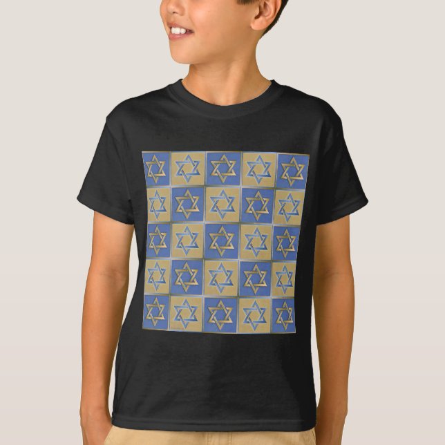Gold Blue Star von David Art Panels T-Shirt (Vorderseite)