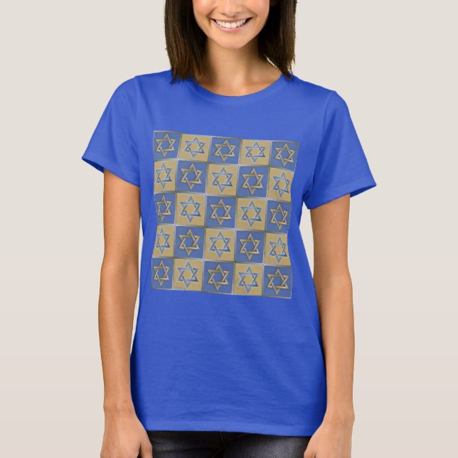 Gold Blue Star von David Art Panels T-Shirt (Vorderseite)