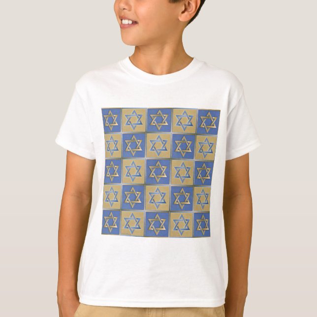 Gold Blue Star von David Art Panels T-Shirt (Vorderseite)