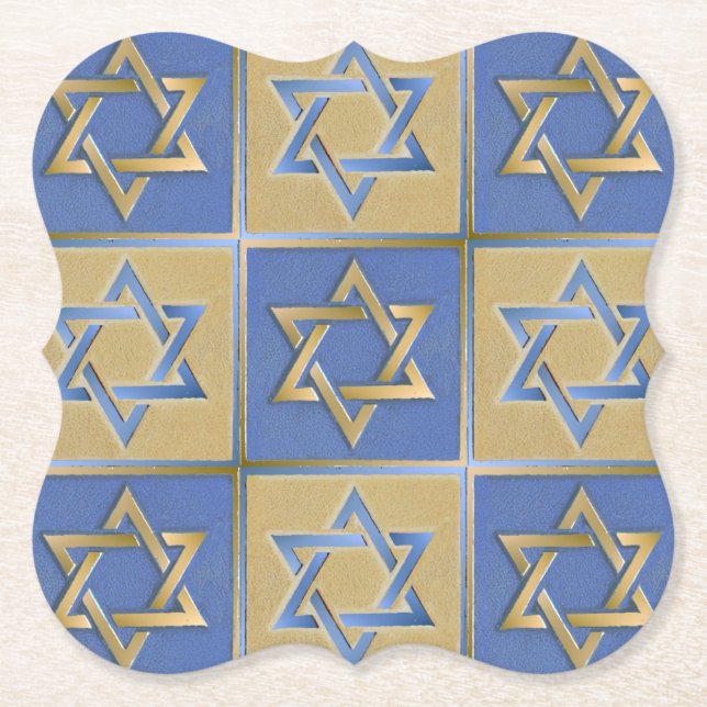 Gold Blue Star von David Art Panels Untersetzer (Vorderseite)