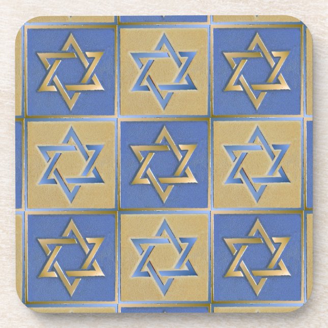 Gold Blue Star von David Art Panels Untersetzer (Vorderseite)