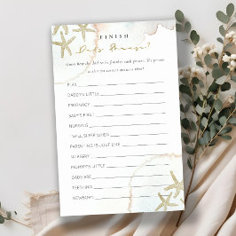 Gold Blue Starfish Vaters Phrase Baby Dusche