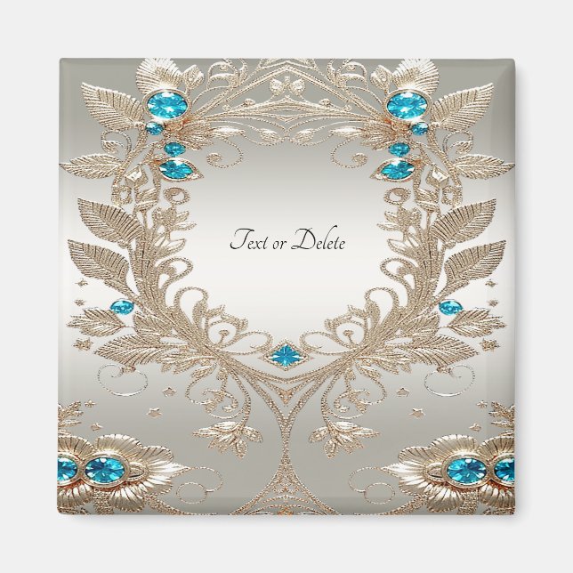 Gold Blue Stones Magnet verzieren (Vorne)