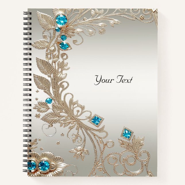 Gold Blue Stones Notebook verzieren Notizbuch (Vorderseite)