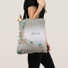 Gold Blue Stones Tote Tasche