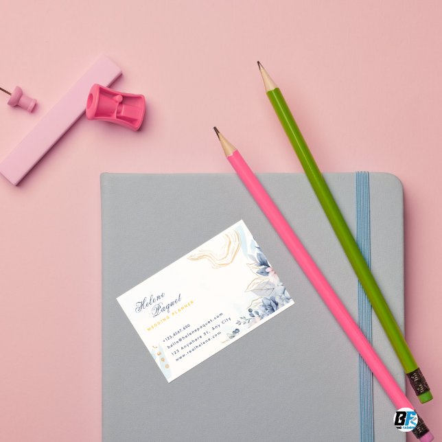 Gold & Blue Wedding Planner Visitenkarte (Von Creator hochgeladen)