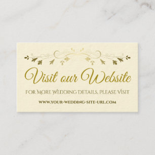Gold Blüh Elegante Wedding Website Cream Begleitkarte