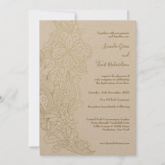 Gold Blüh KRAFT Natural Wedding Verlobung Einladung