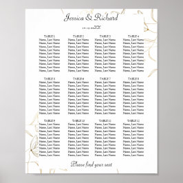 Gold Blume 12 Tables Seating Chart Plakatzeichen Poster