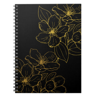 Gold Blume auf Black Note Book & Journals Notizblock