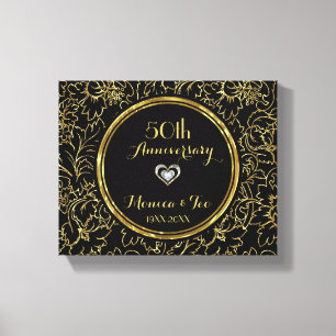 Gold-Blume auf Schwarz Leinwanddruck