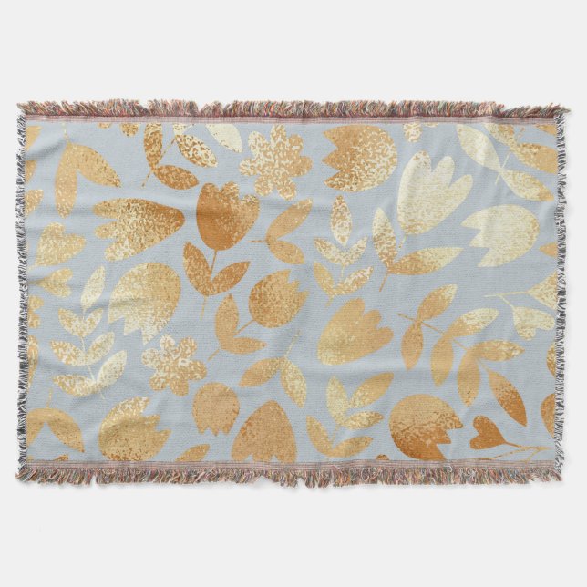 Gold Blume, blauer Hintergrund, Foliennachahmung. Decke (Vorderseite)