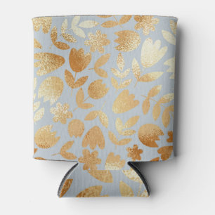 Gold Blume, blauer Hintergrund, Foliennachahmung. Dosenkühler