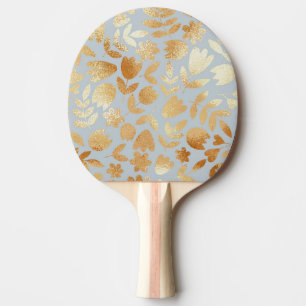 Gold Blume, blauer Hintergrund, Foliennachahmung. Tischtennis Schläger