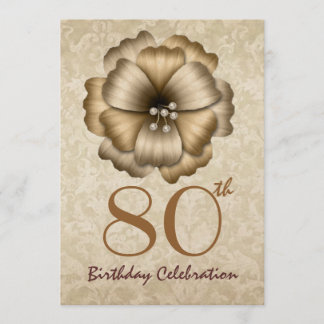 Gold Blume Bow der 80. Geburtstagspartei Einladung