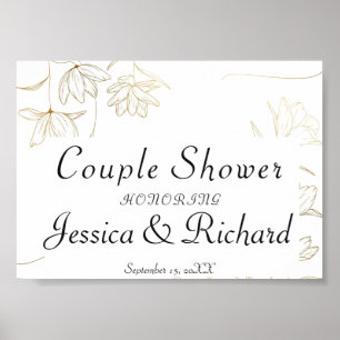 Gold Blume Couple Dusche Begrüßungszeichen Poster