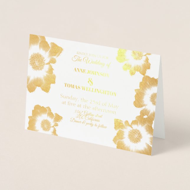 Gold Blume Einladungs-Foil-Card Folienkarte (Vorderseite)