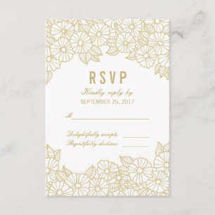 Gold-Blume für die RSVP-Karte von White Response RSVP Karte