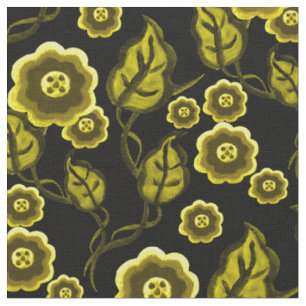 Gold-Blume/Gold-Blätter/Folkloreblume/ 2 Schwarz Stoff