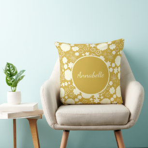 Gold-Blume im Blumenmuster mit dem Namen Kissen