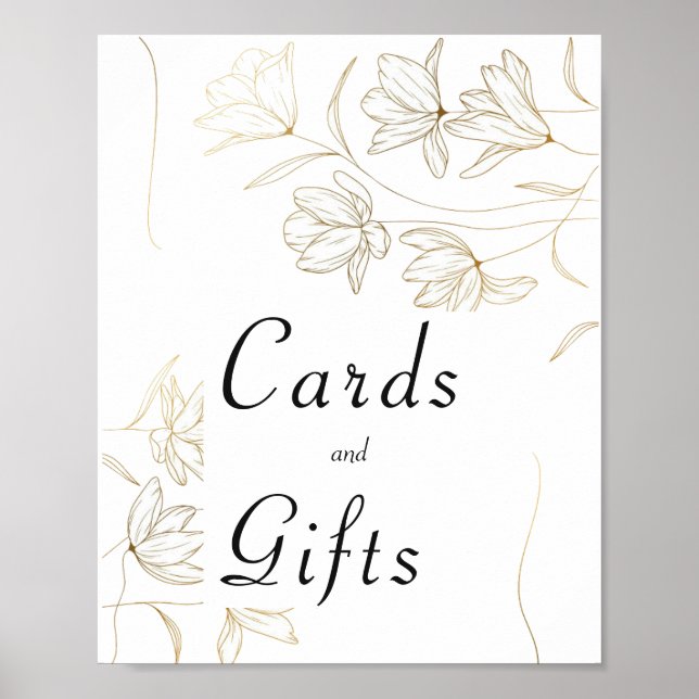 Gold Blume Karten und Geschenke Poster-Zeichen Poster (Vorne)