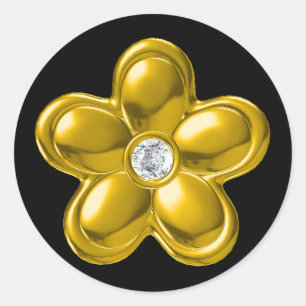 GOLD-BLUME MIT DIAMOND RUNDER AUFKLEBER