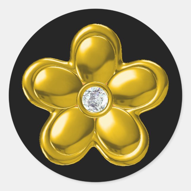 GOLD-BLUME MIT DIAMOND RUNDER AUFKLEBER (Vorderseite)