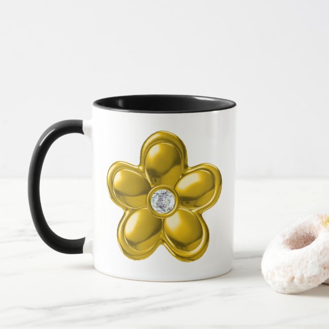 GOLD-BLUME MIT DIAMOND TASSE (Mit Donut)